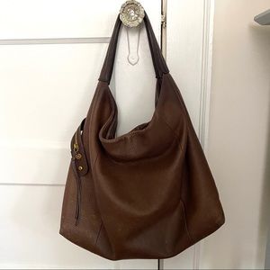 HOBO Linwood Leather Zip Shoulder Bag Brown